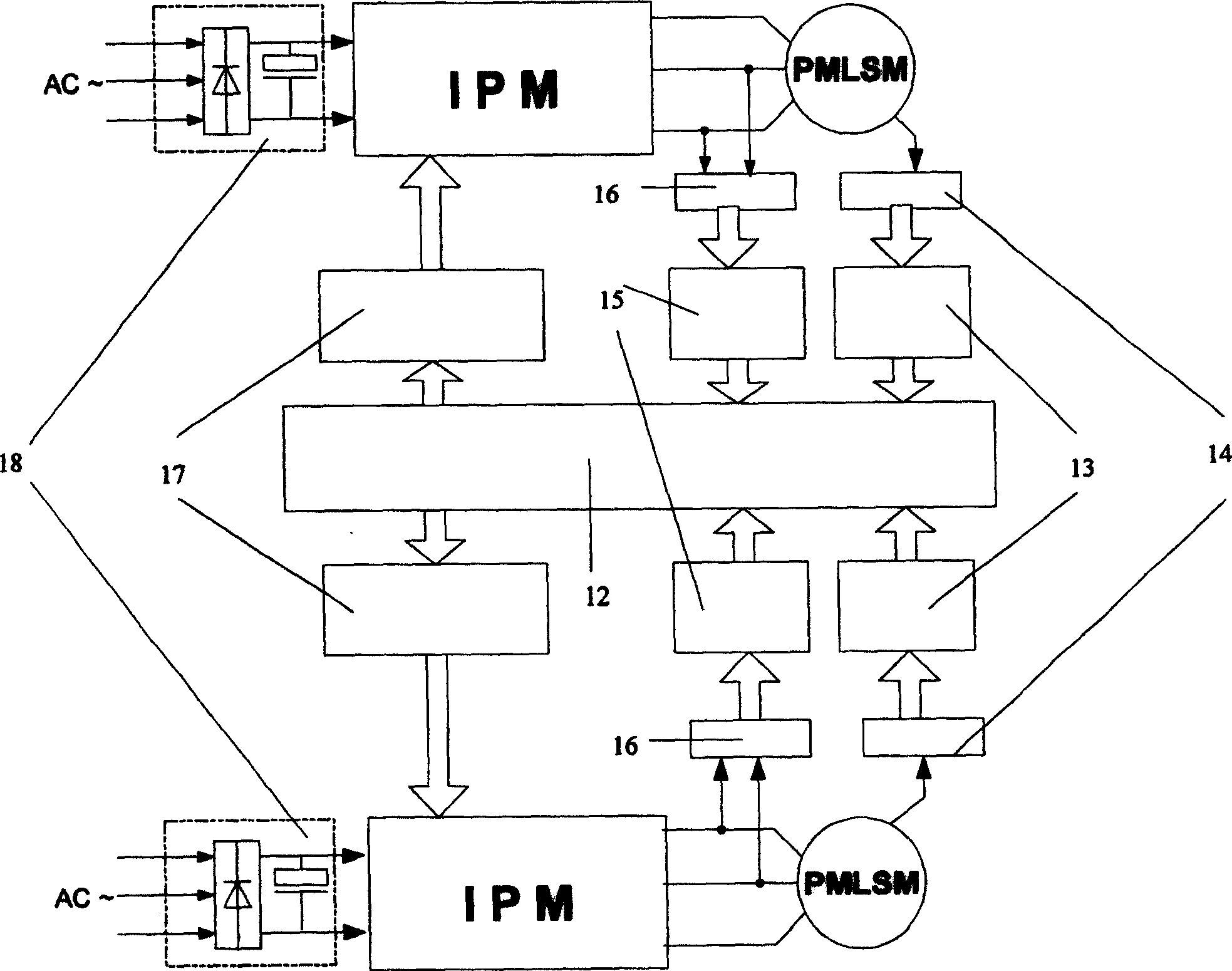 Boring, milling machine primed by straight-line driven portal shaped in zero phase on beam of magnetic suspension