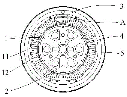 Permanent-magnet brushless direct-current hub motor having high efficiency and low material loss for electric vehicle