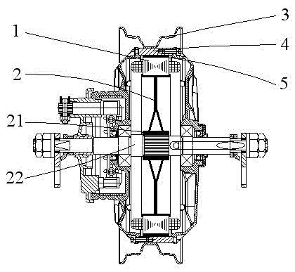 Permanent-magnet brushless direct-current hub motor having high efficiency and low material loss for electric vehicle