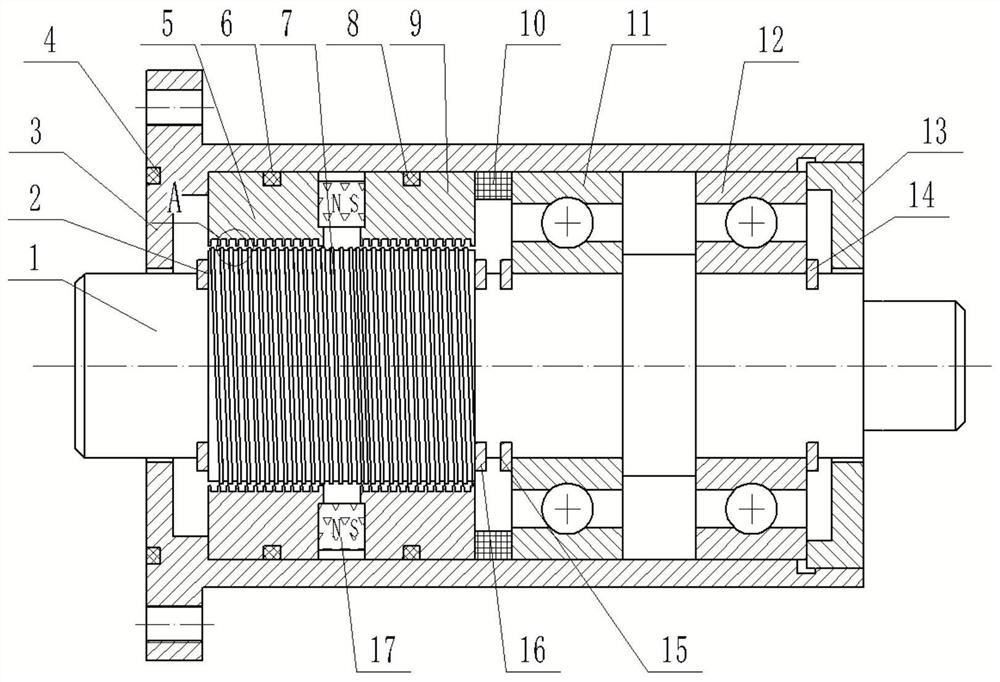 Magnetic powder liquid sealing device with fluid dynamic pressure back conveying function