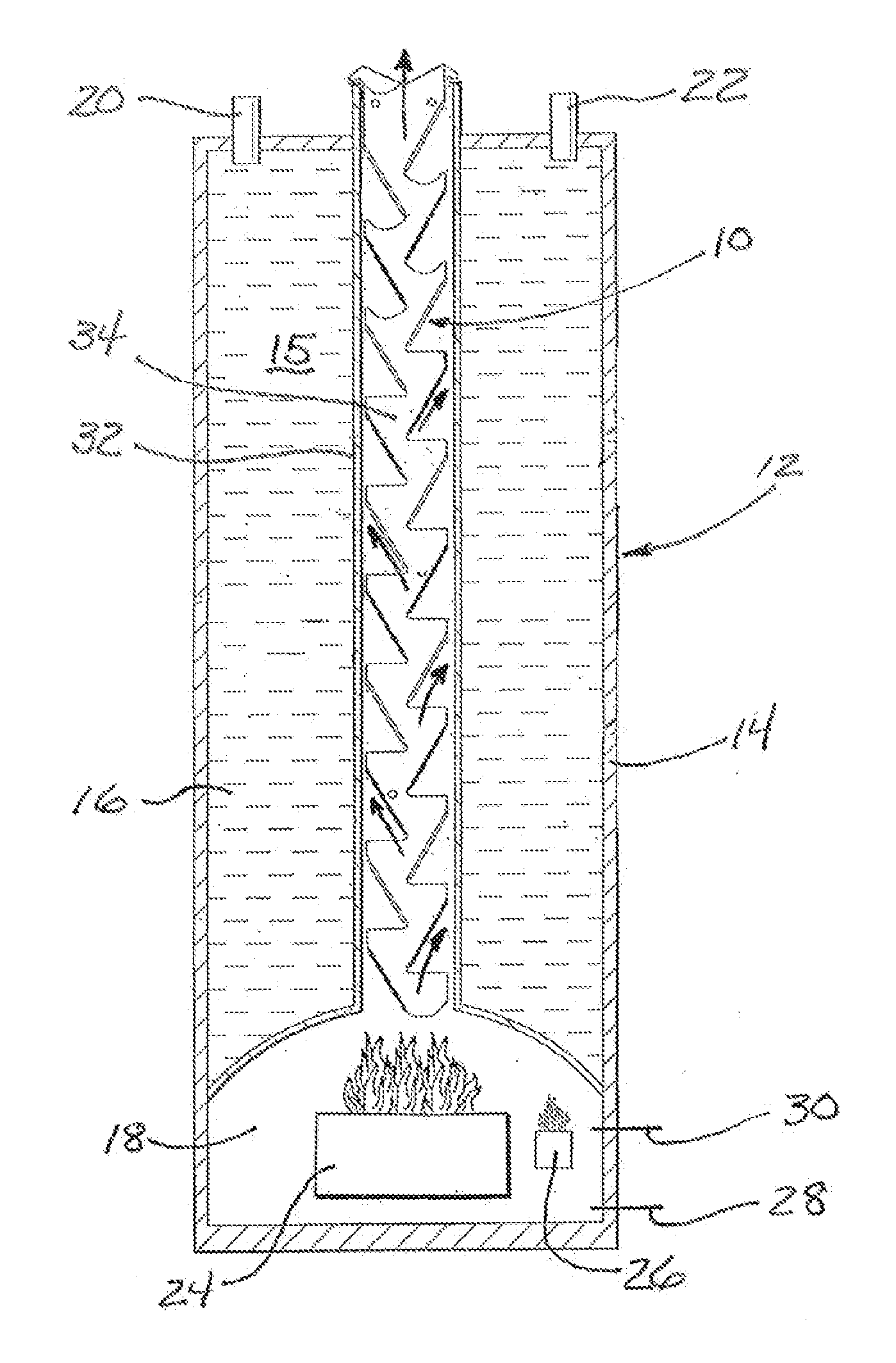 Heat transfer baffle arrangement for fuel-burning water heater