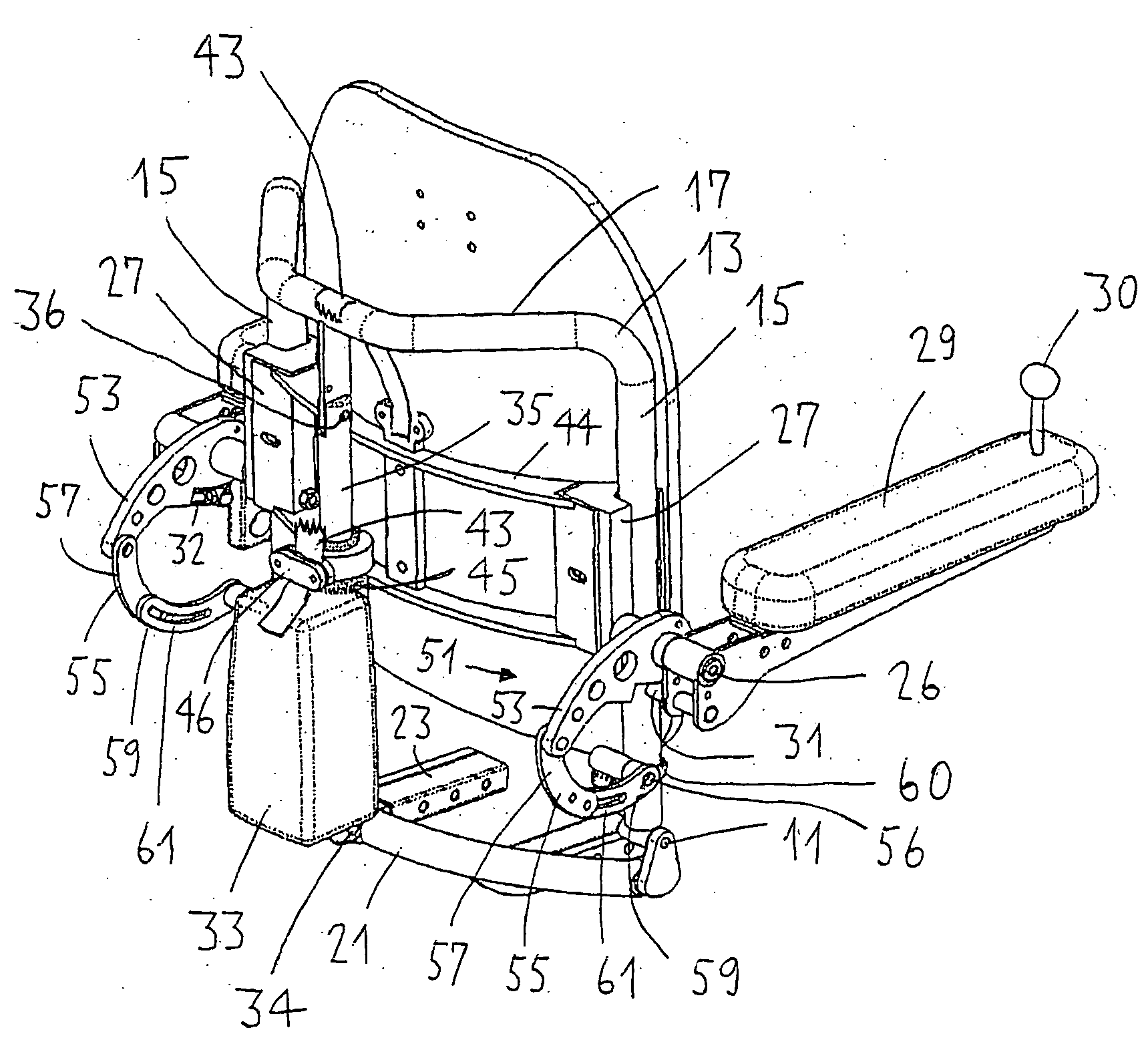 Seat back unit for a chair, in particular for a wheelchair or a stand-up wheelchair