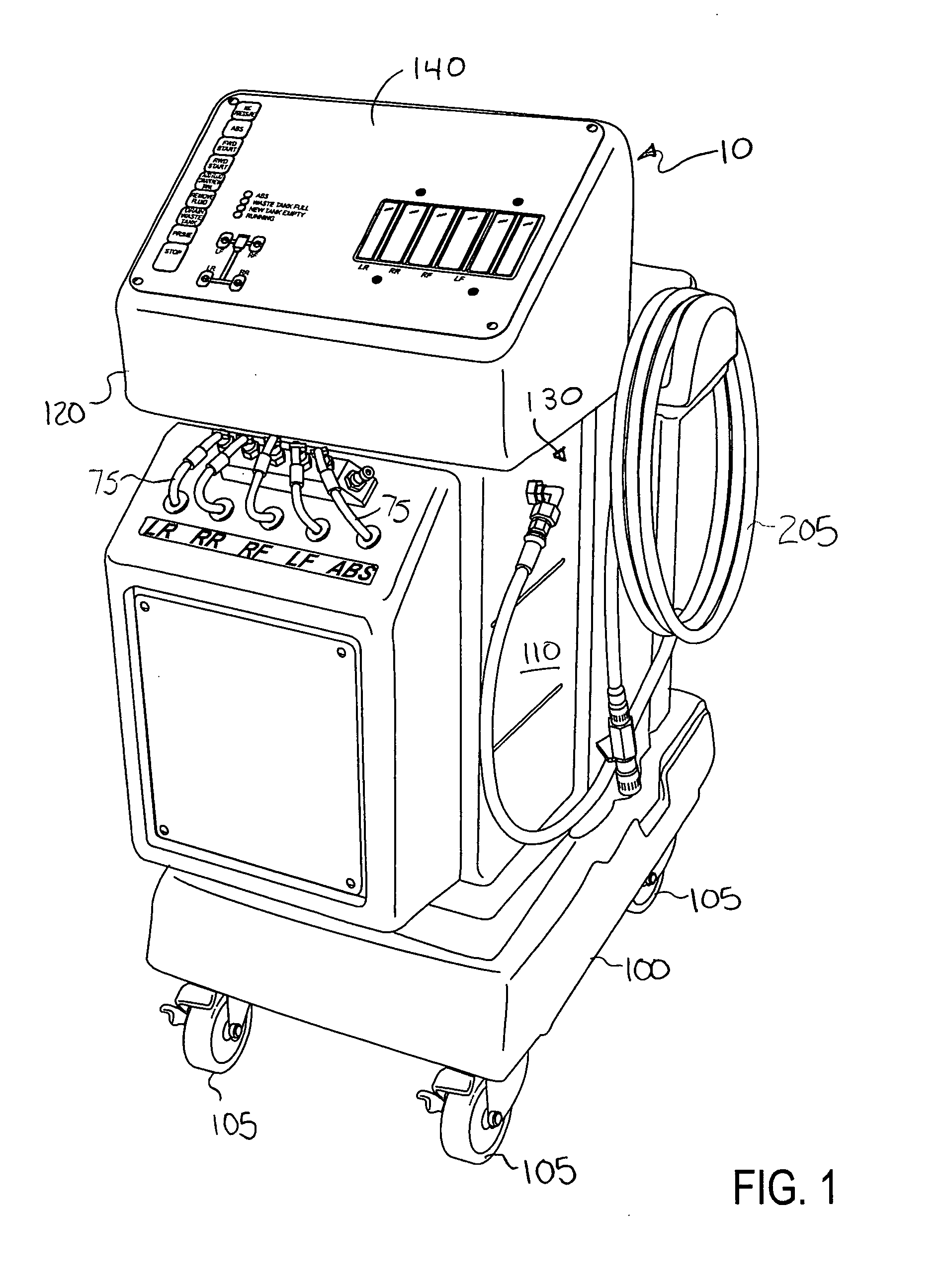 Brake flush machine with ordered cylinder extraction