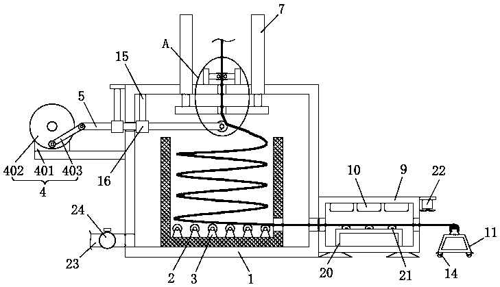 Wringing, drying and winding device for washed textile fabrics