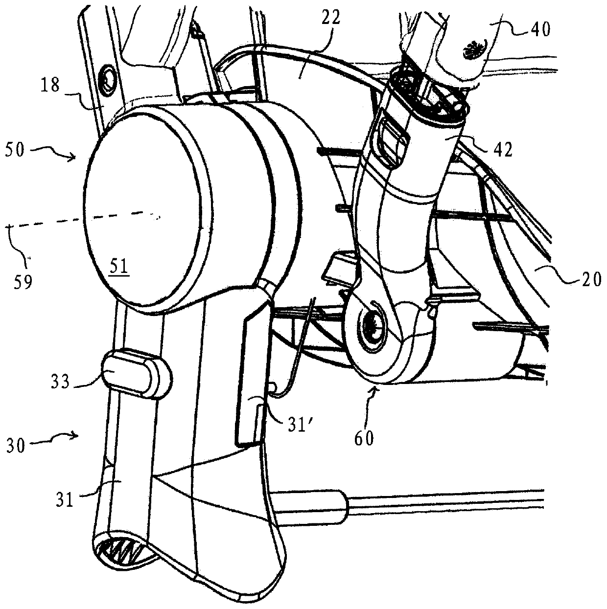 Collapsible child seat and baby carriage with such a child seat