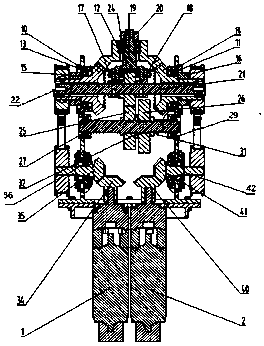 Two-degree-of-freedom joint structure driven by three motors