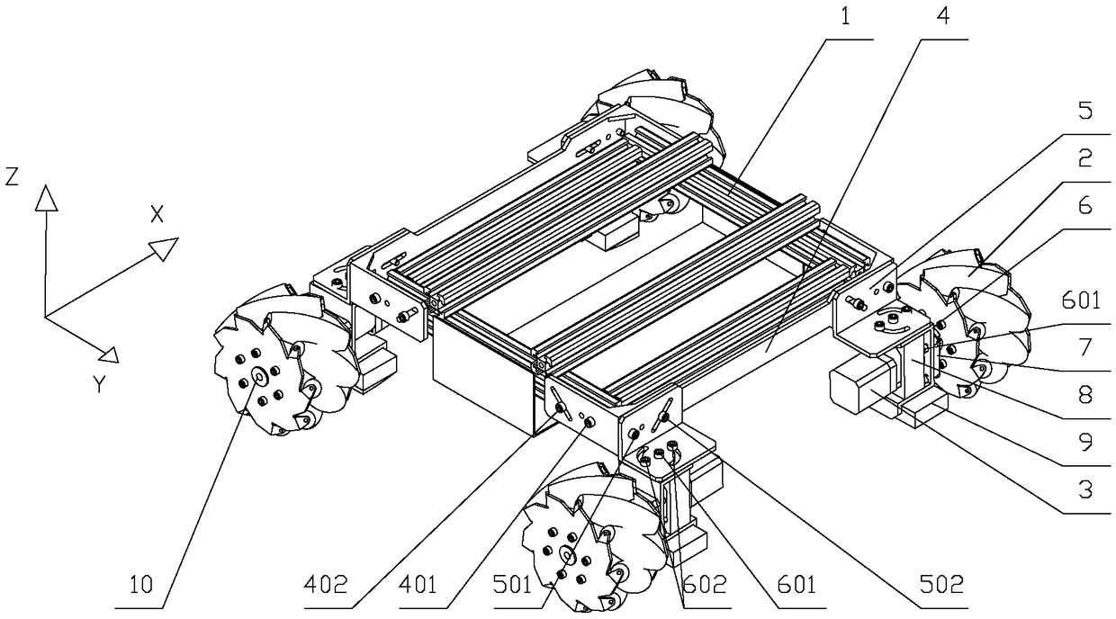 A Three-Axis Adjustable Suspension Mechanism for Robots