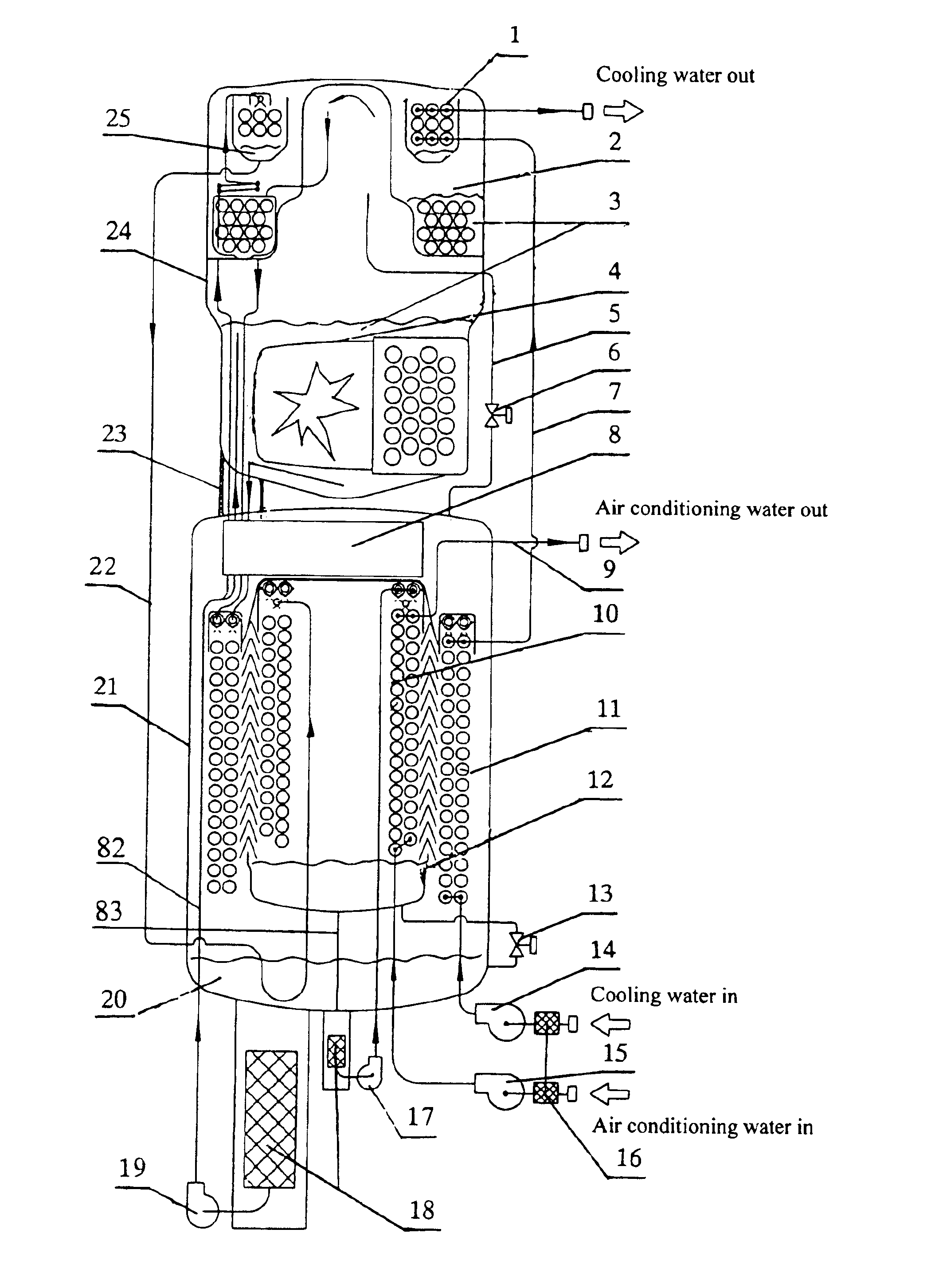 Absorption-type air conditioner core structure