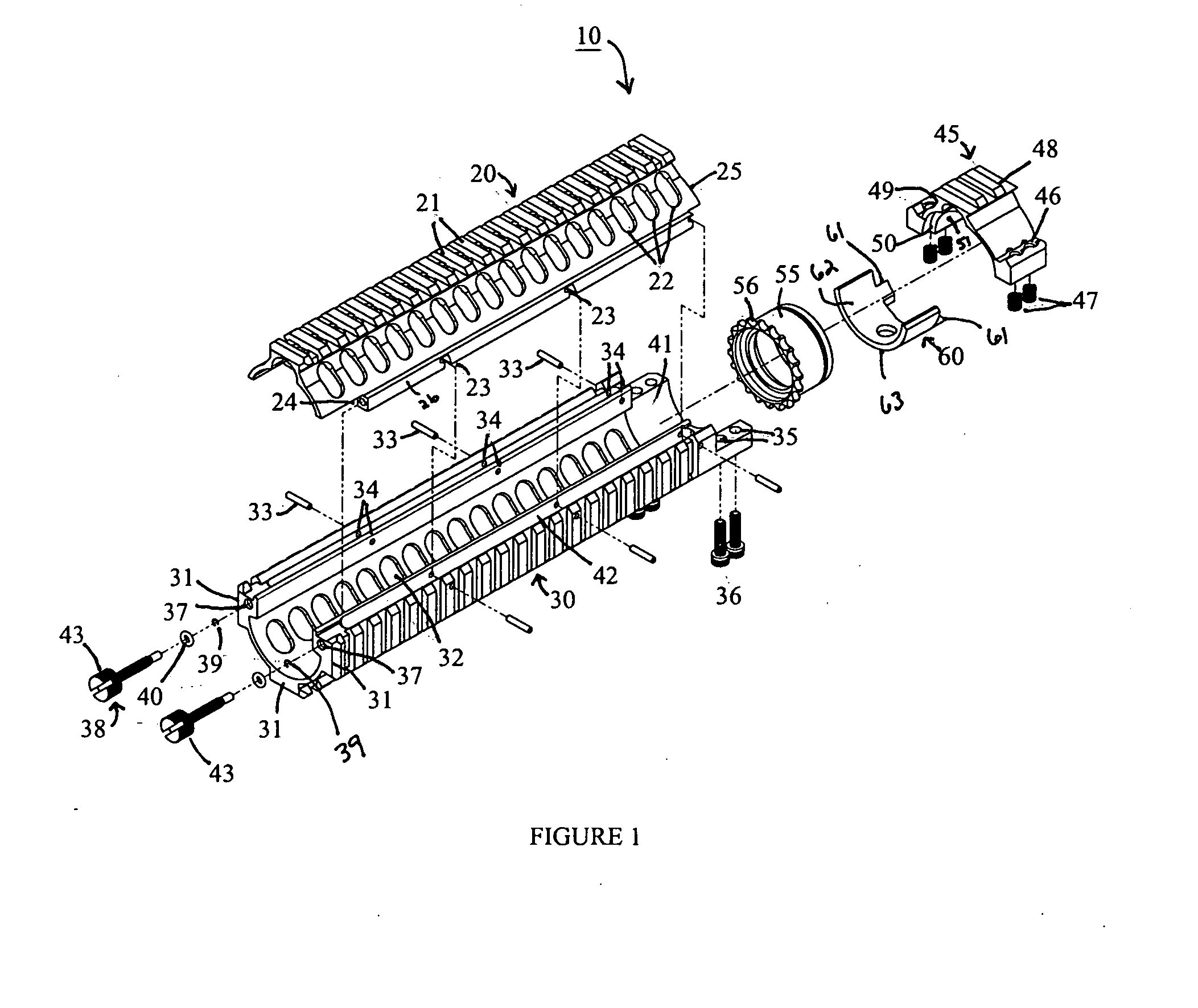 Top opening, modular top rail, multi-rifle adaptable free float rail adaptor system (arm-r)