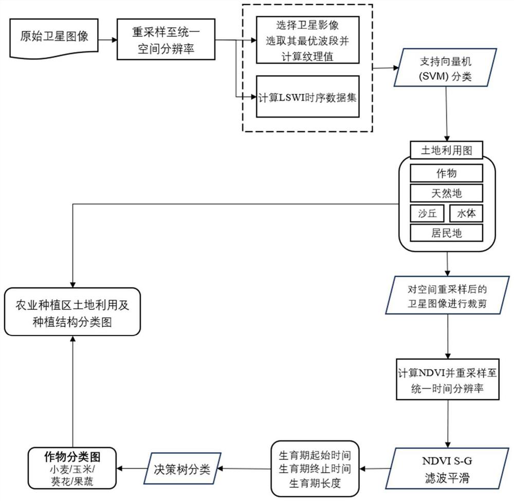 Remote sensing identification method for land cover and planting structure of finely-divided agricultural area