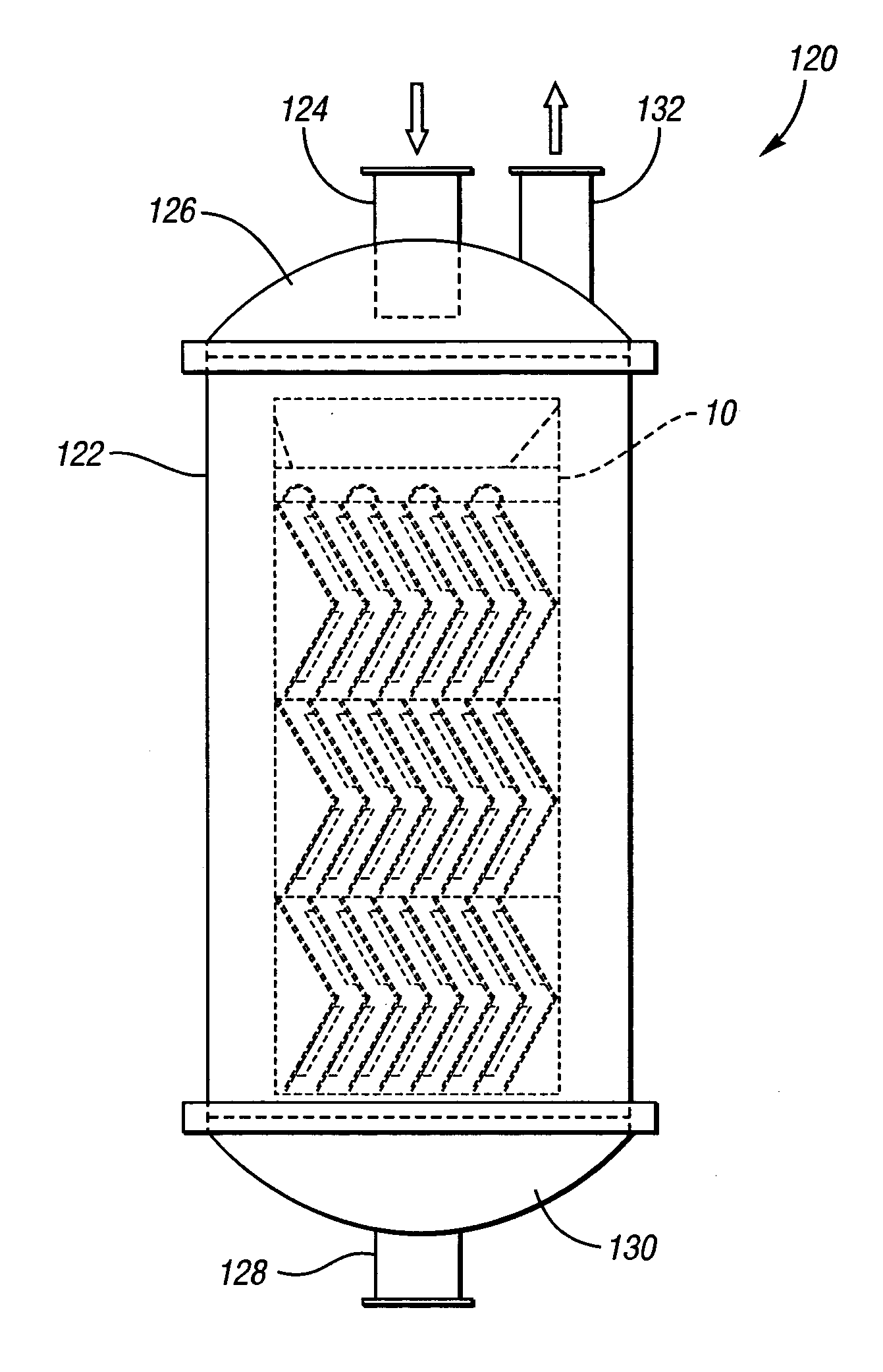 Baffle assembly module for vertical staged polymerization reactors