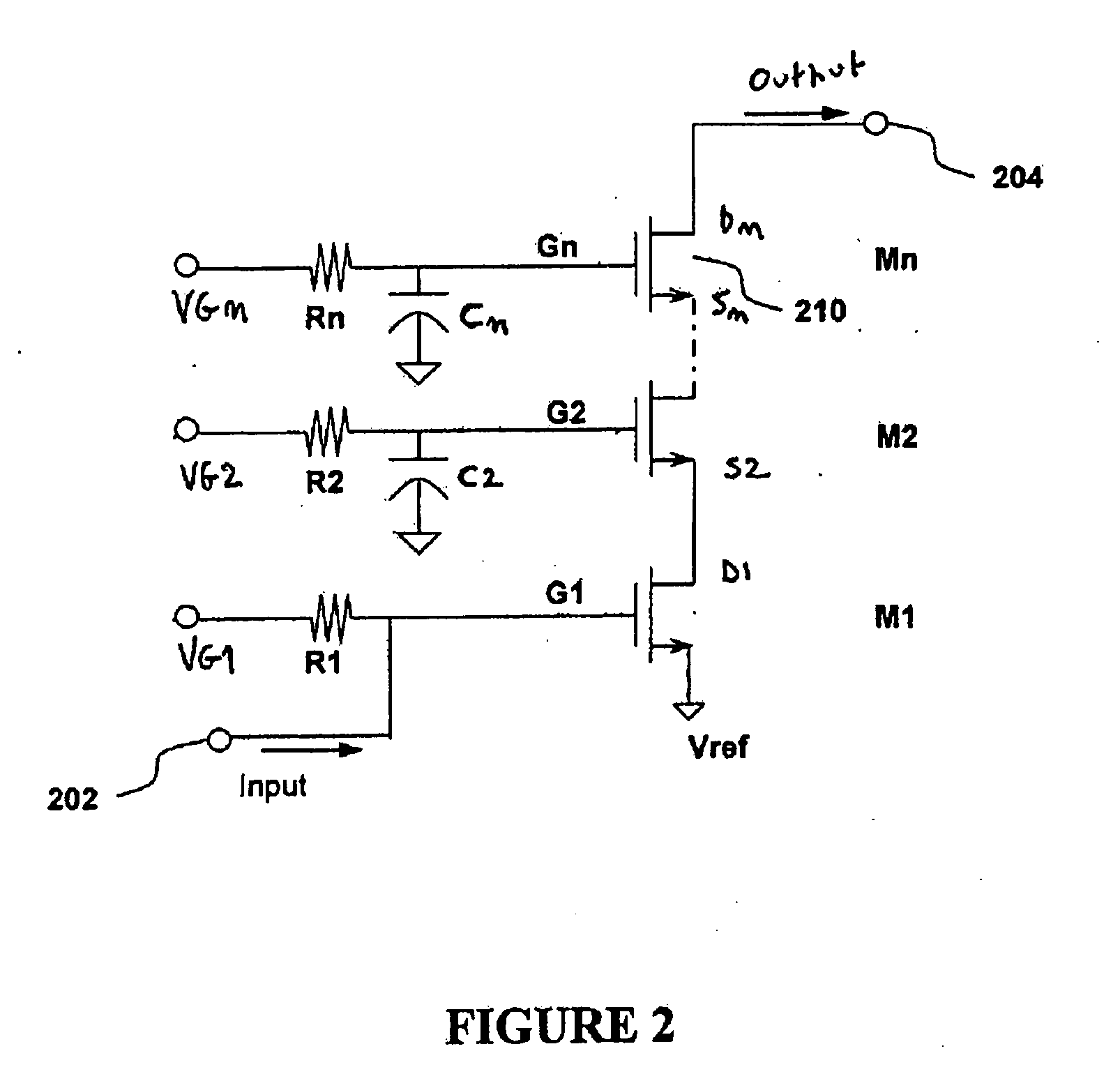 Stacked linear power amplifier with capacitor feedback and resistor isolation