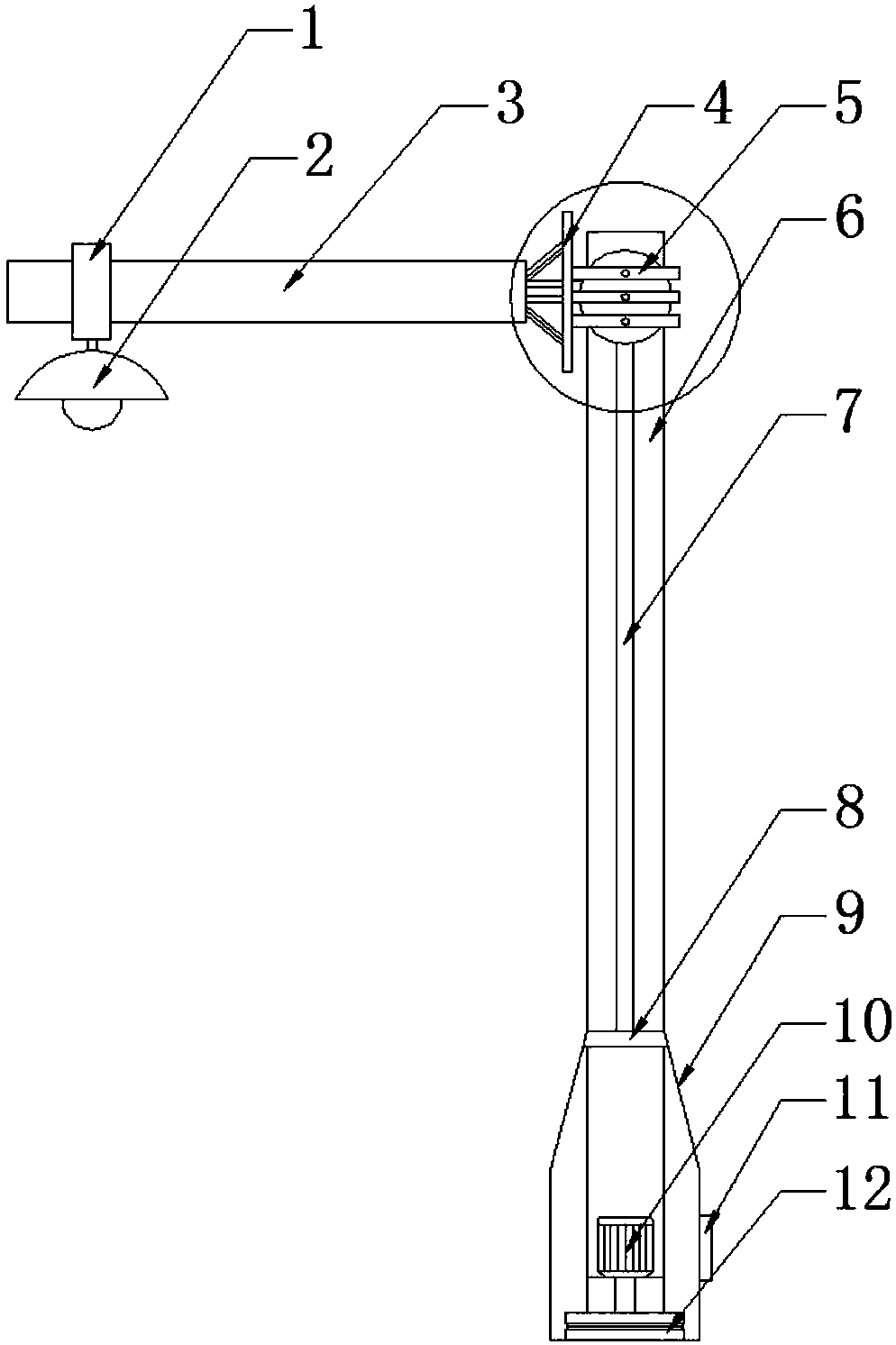 Illumination streetlamp adjustable in range and height