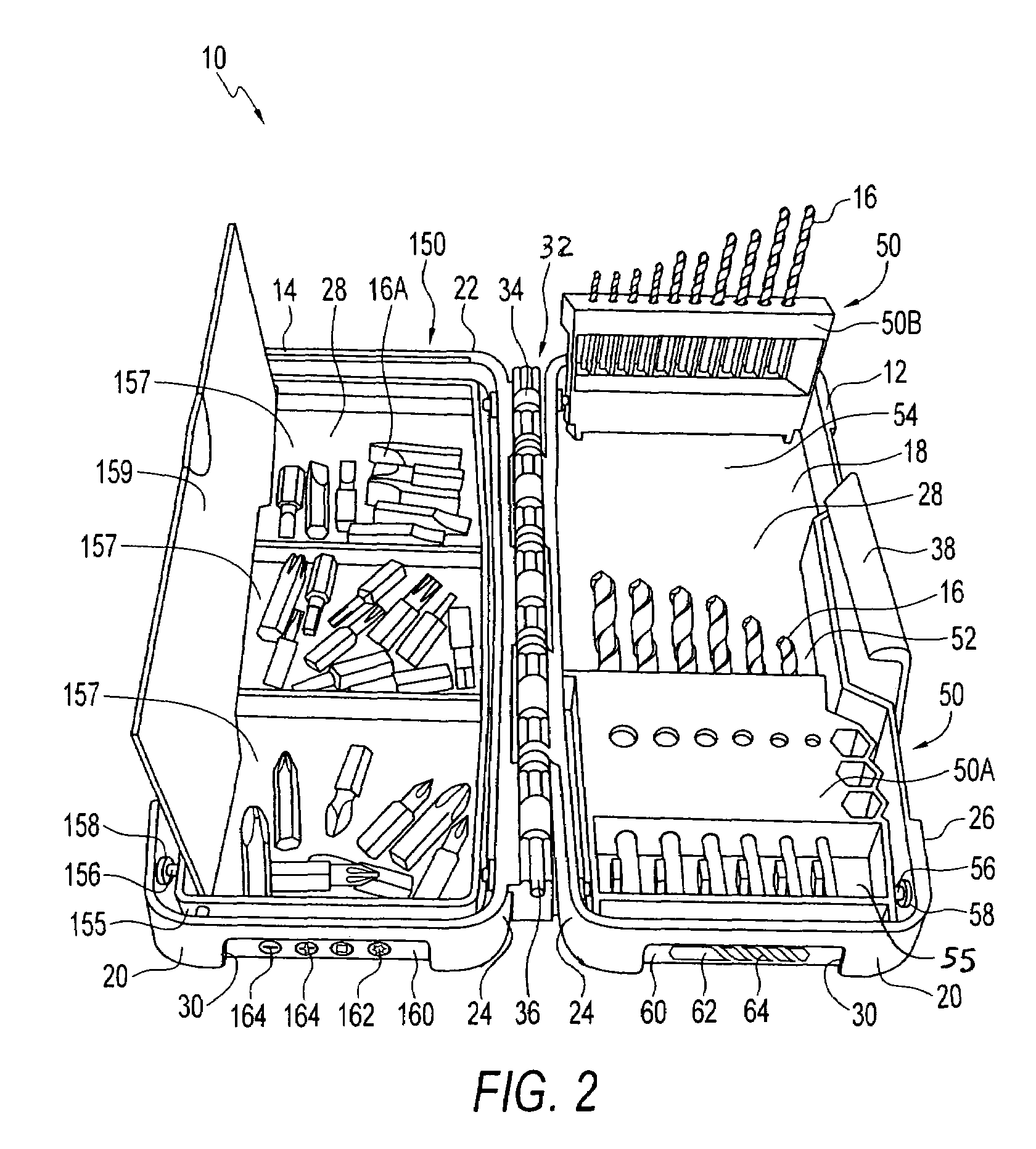 Tool accessory case having product indicator indicia surface inserts