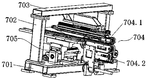 Material arrangement device for cross shear production line