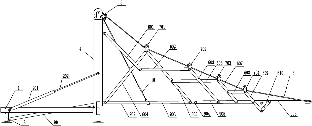 Folding emergency bridge and using method