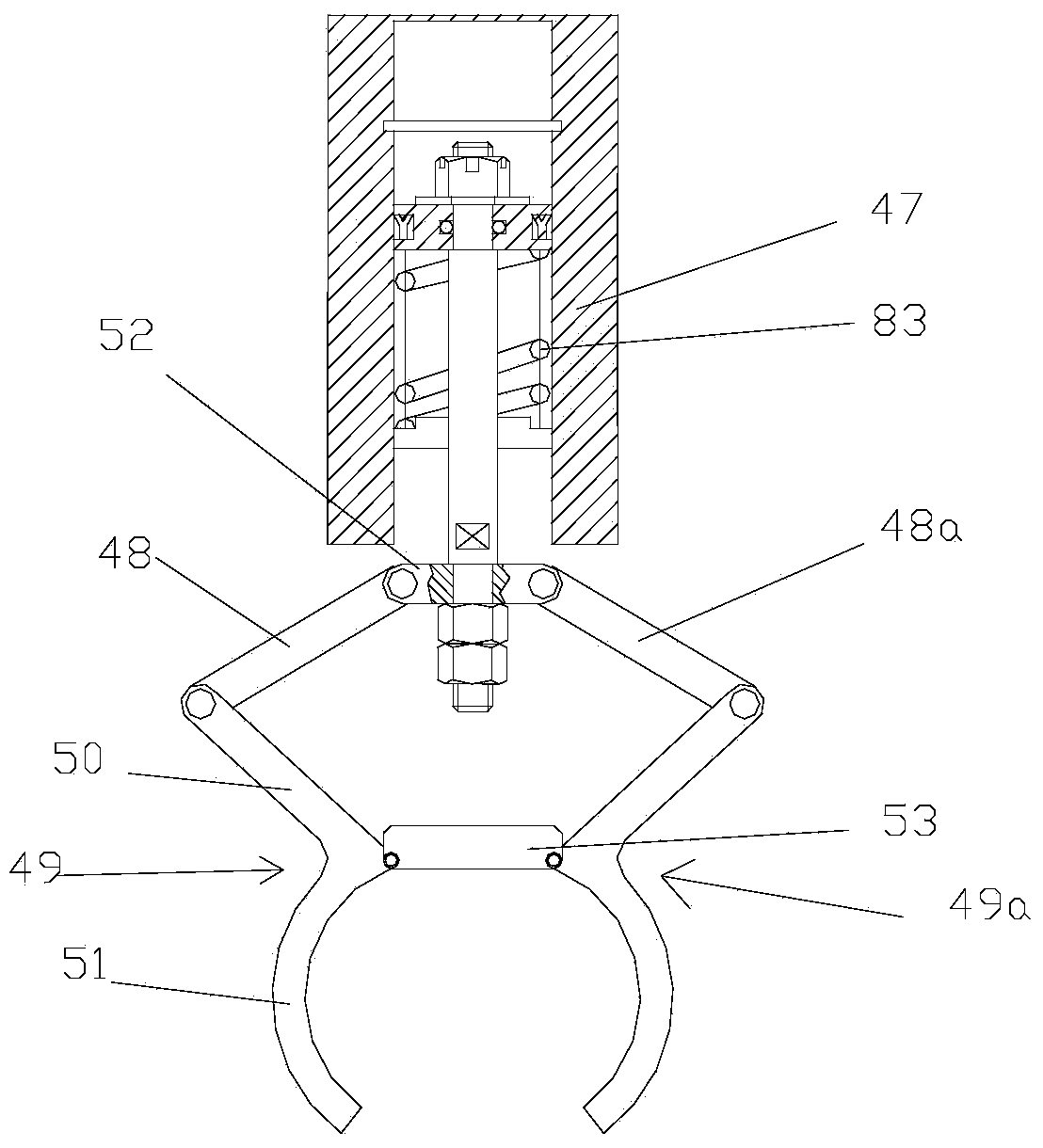 Heavy-load precision redundant three-arm mechanical hand based on traveling crane