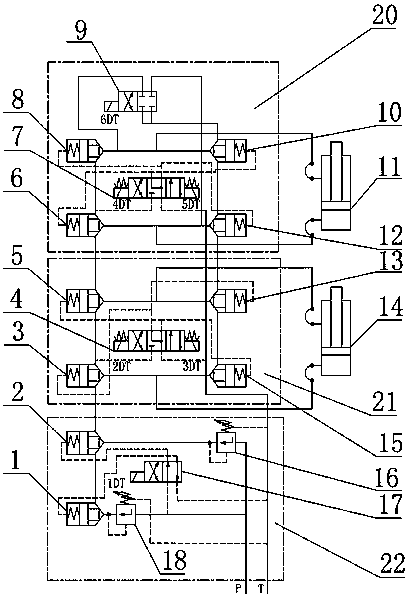 Method for achieving tension leveling hydraulic control through inserting type logical valve