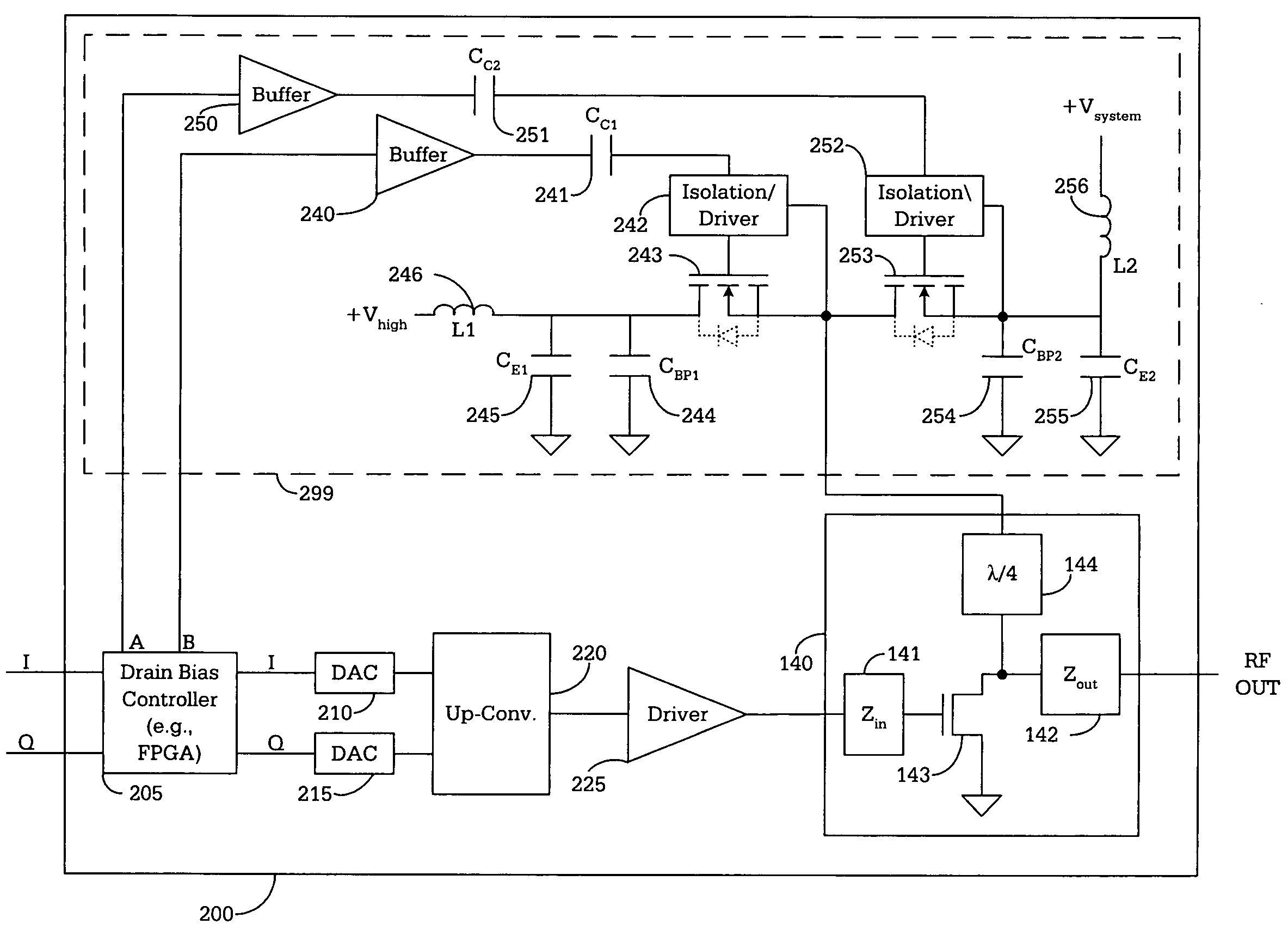 Apparatus and method for high efficiency RF power amplification using drain bias adaptation