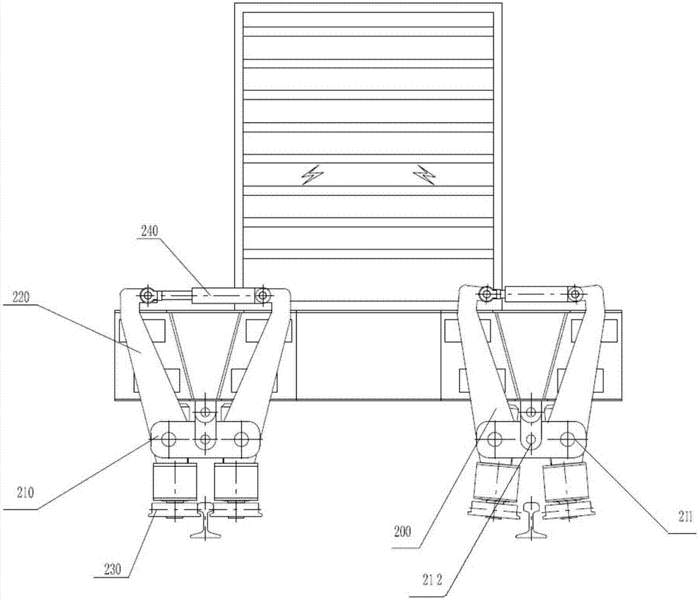 Flow type train towing vehicle