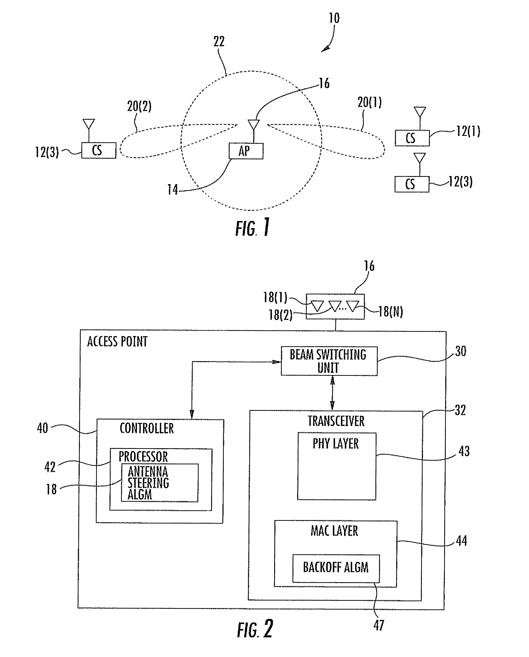 Access point using directional antennas for uplink transmission in a WLAN