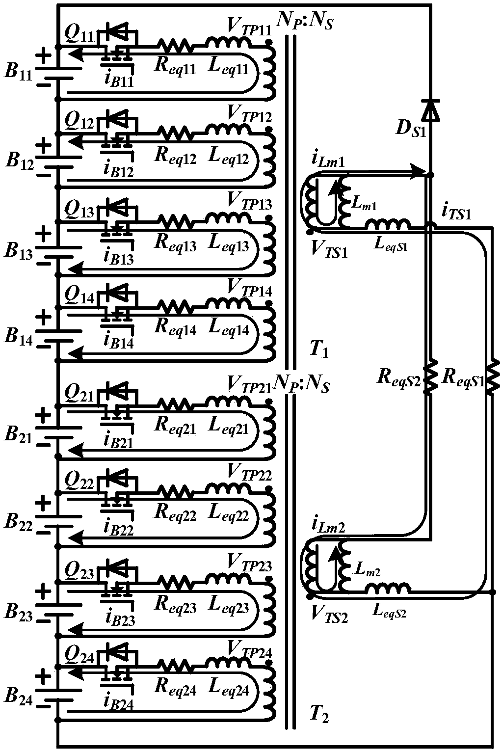 Multi-winding-transformer-based automatic battery equalization circuit and implementation method thereof