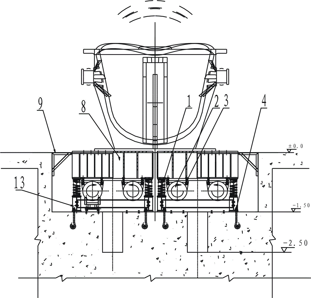 Copper coat slag shell clearing vibration platform and clearing method