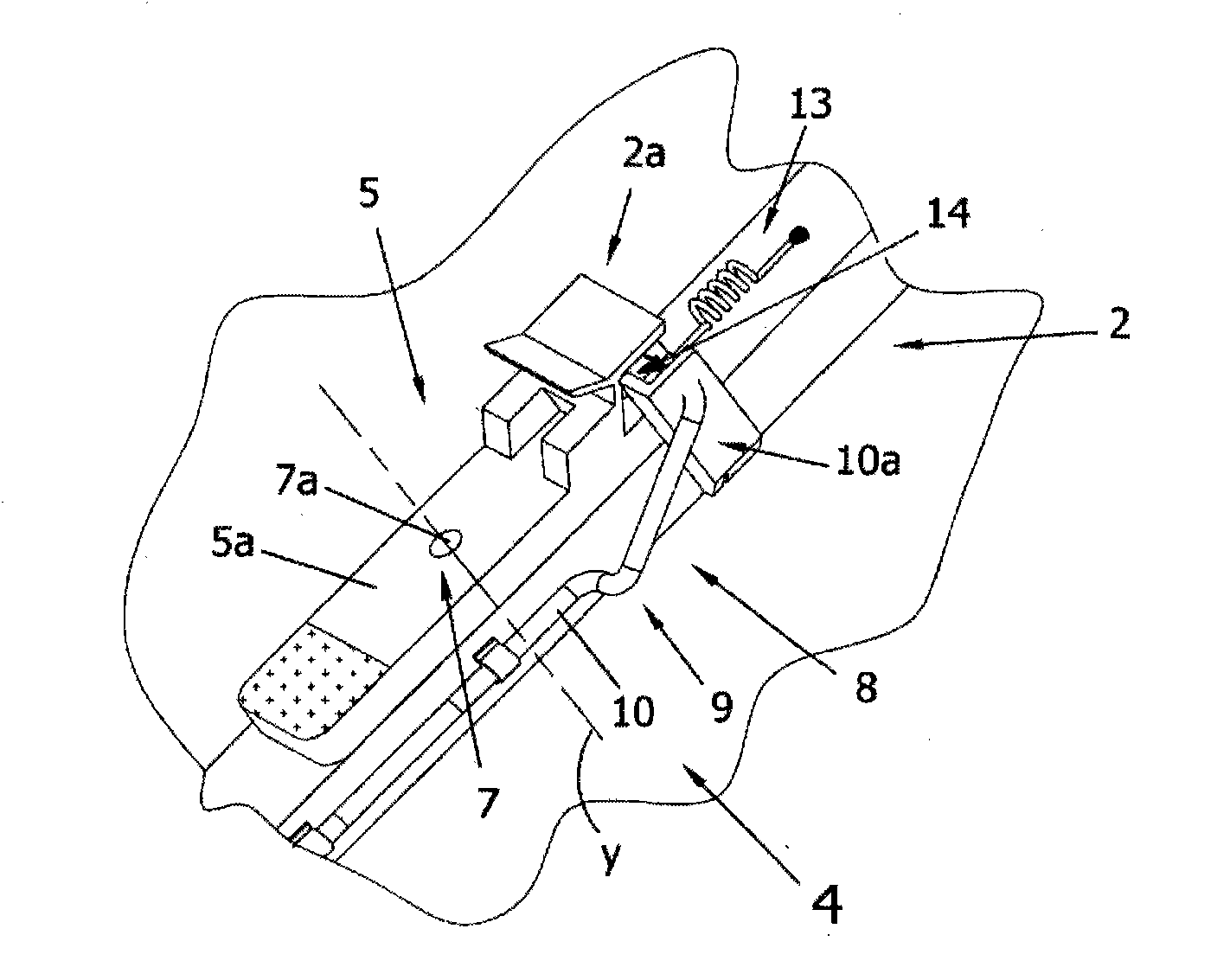 Rollerski or skate with braking system and method for braking said sports item