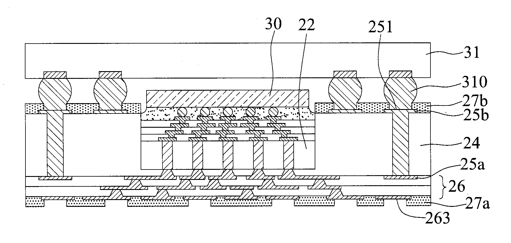 Package structure having through-silicon-via (TSV) chip embedded therein and fabrication method thereof