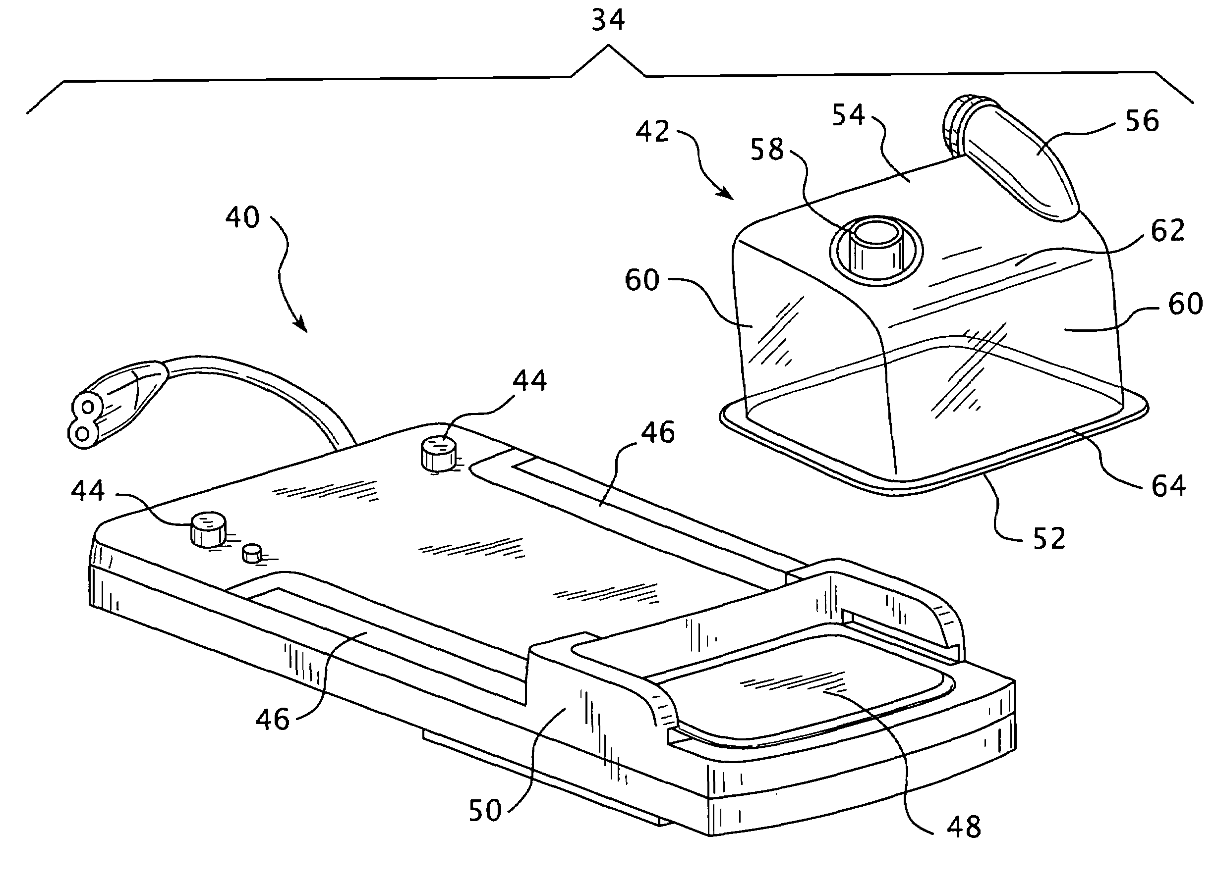 Molded water chamber base plate for use in a humidifier and ventilator assembly