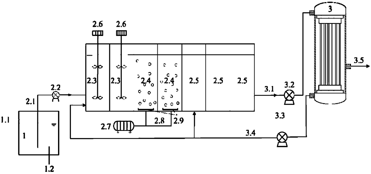 Tubular membrane and rear anoxic endogenous denitrification combined nitrogen and phosphorous deep removal device