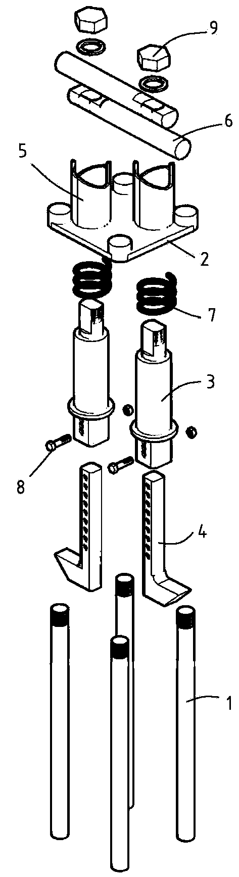 Reusable concrete floor steel bar pre-supporting device