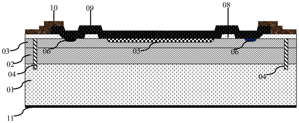 Unidirectional high-voltage transient voltage suppression protection device and preparation method thereof