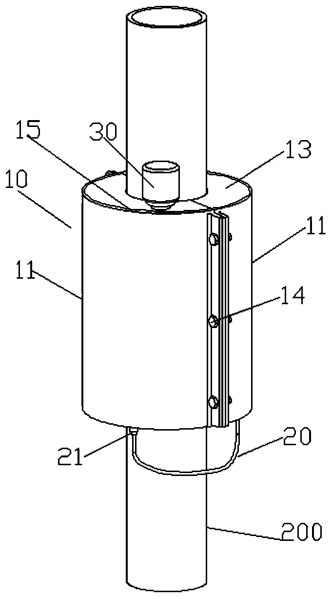 An embracing marine riser vibration monitoring system capable of self-generating