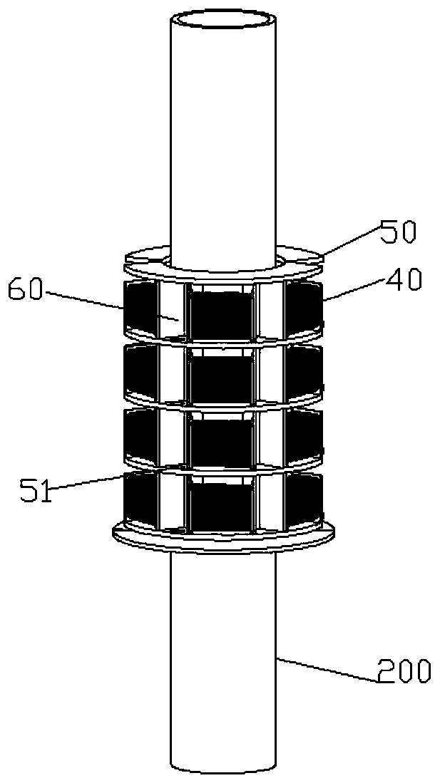 An embracing marine riser vibration monitoring system capable of self-generating