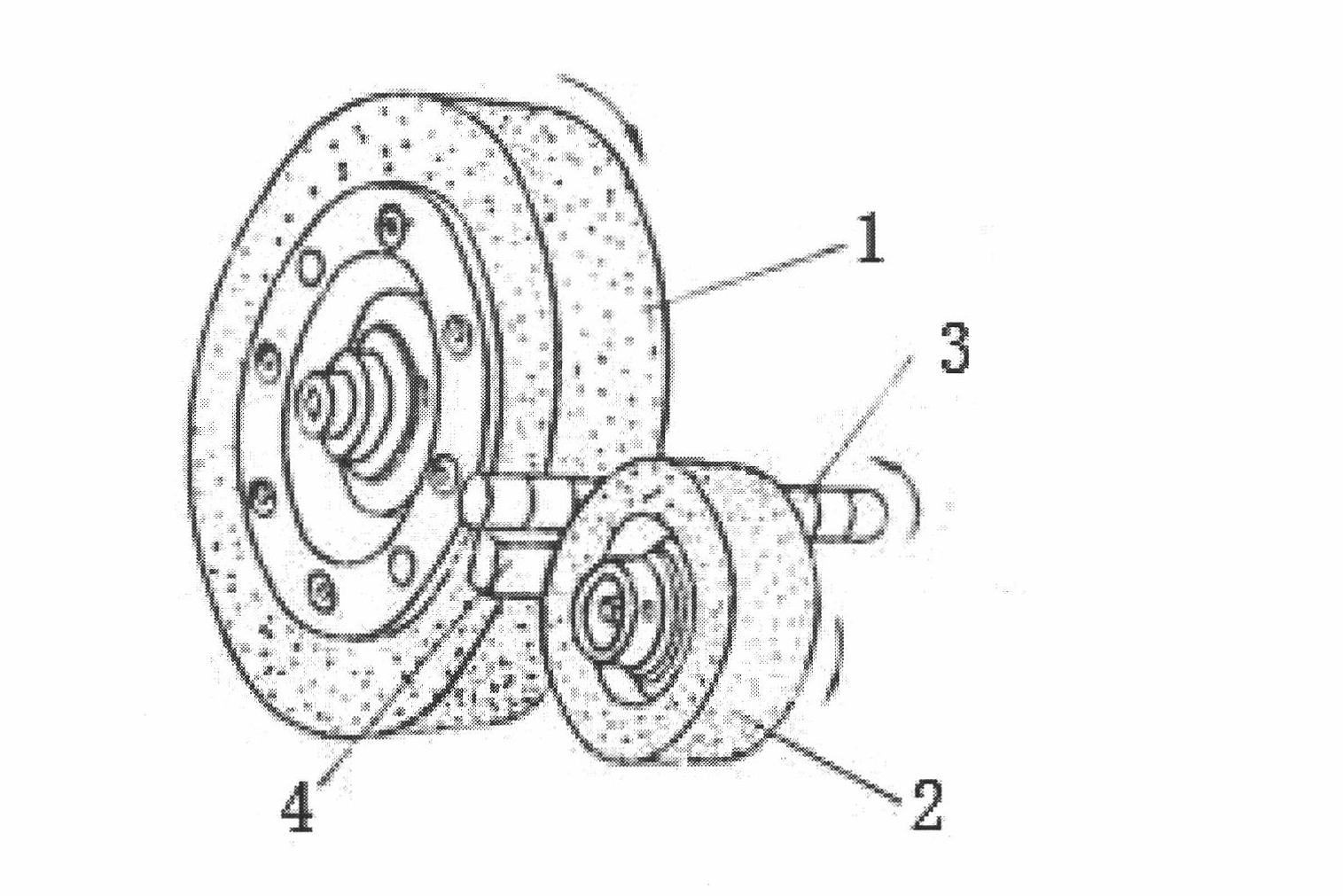 Composite grain diamond grinding wheel for UO2 pebble grinding device