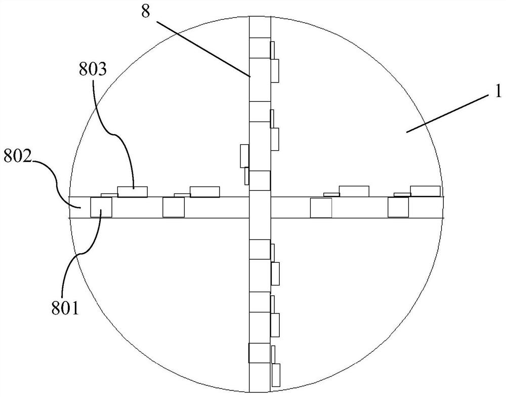 Tunneling device with drilling distance being adjustable and tunneling machine