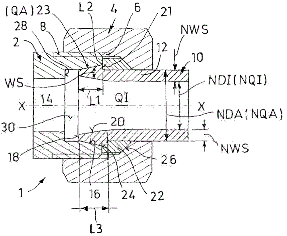 Screwed pipe joint and method for the production thereof