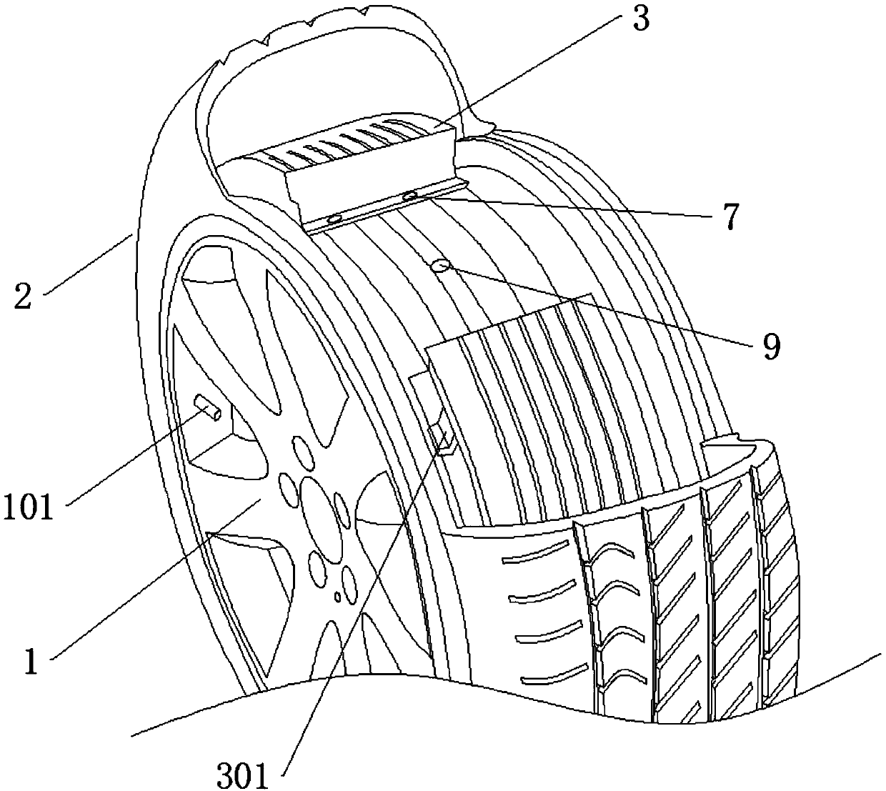 Self-adjusting automobile explosion-proof safety wheel and safety system thereof