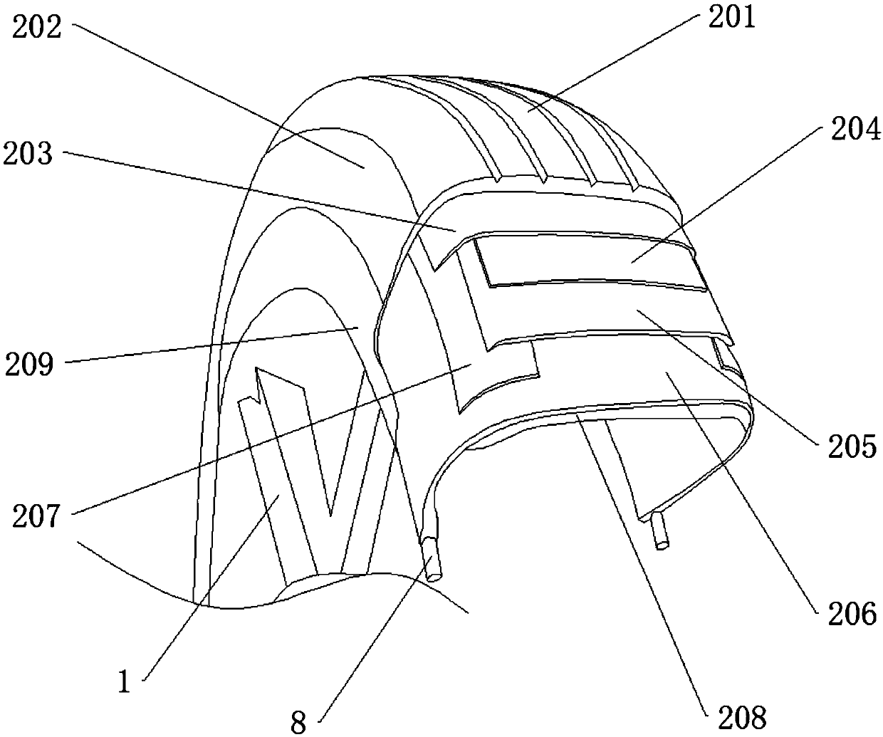 Self-adjusting automobile explosion-proof safety wheel and safety system thereof