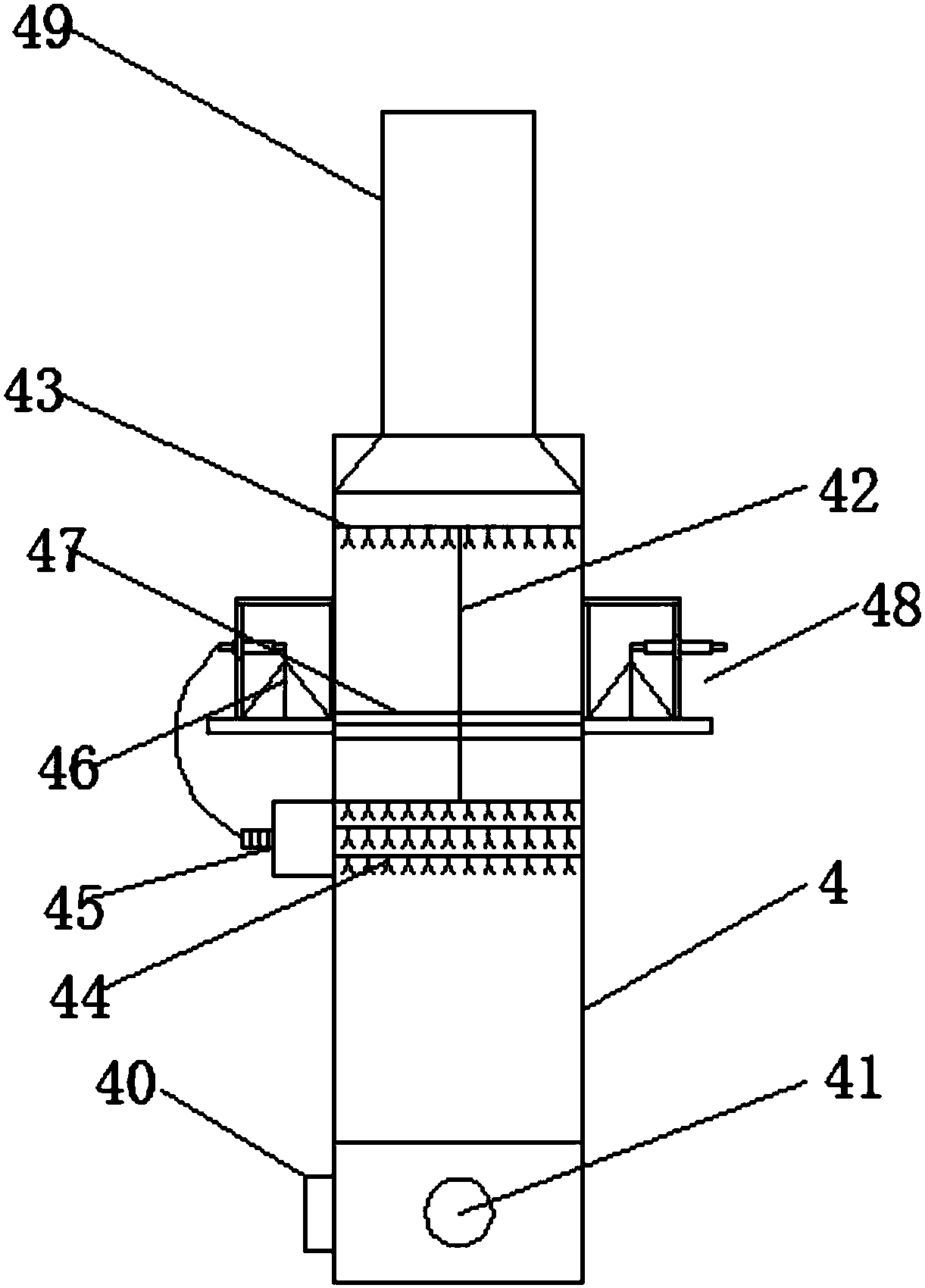 Industrial waste gas purifying device for removing acid and alkali