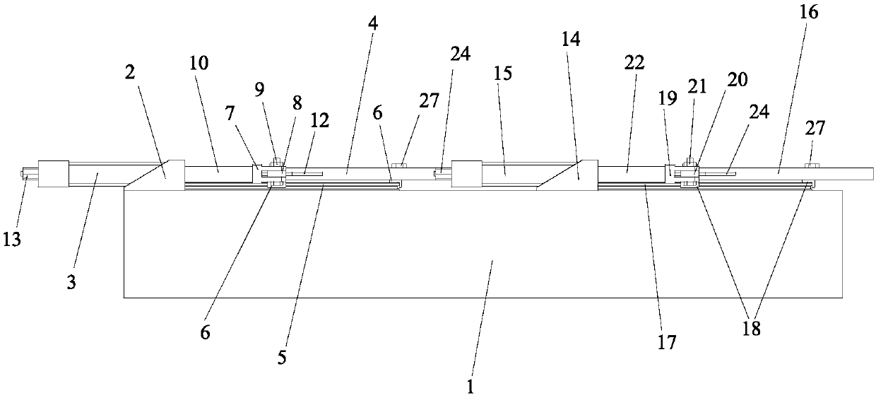 Double-shake table model test device capable of independently providing single DOF horizontal torsional vibration load