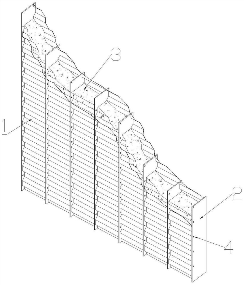 Steel-concrete composite wall with alternately arranged corrugated steel plates and flat steel plates