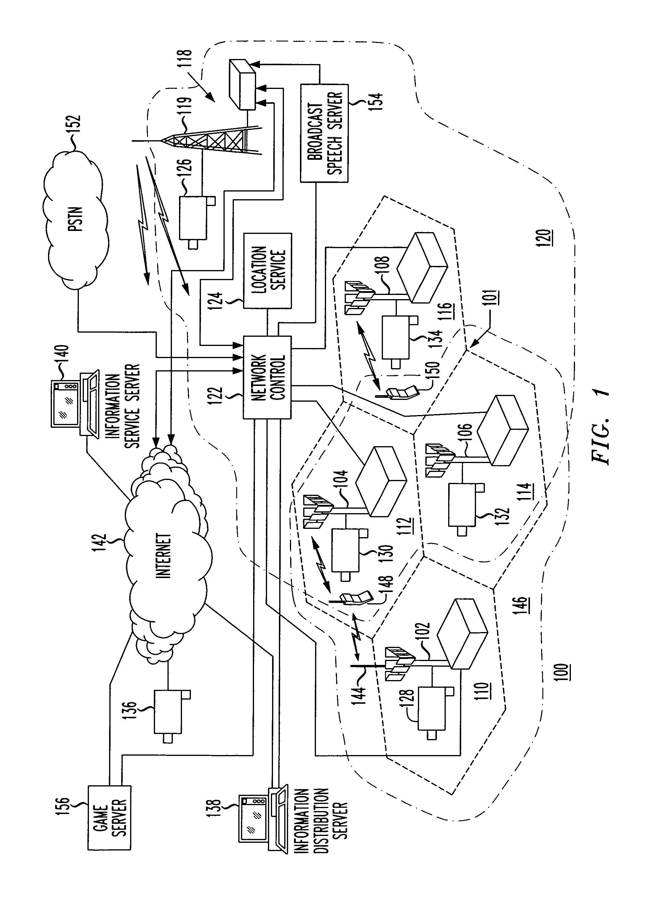 Wireless communication network having a broadcast system for information distribution