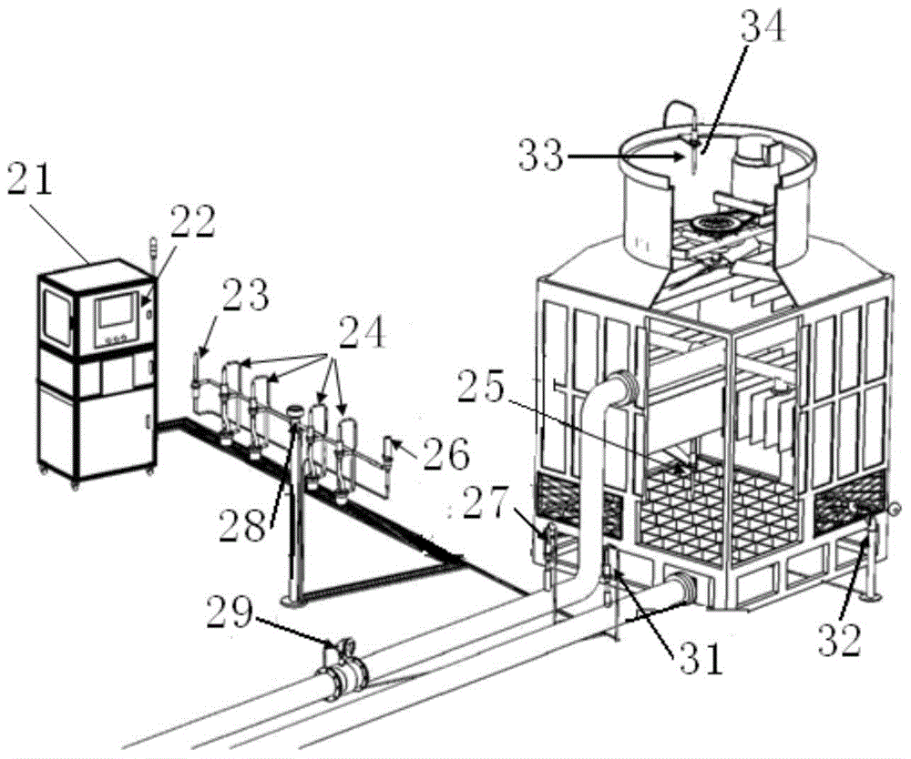 Calculating method for measuring thermal performance of filler of lower cooling tower based on two-point boundary value