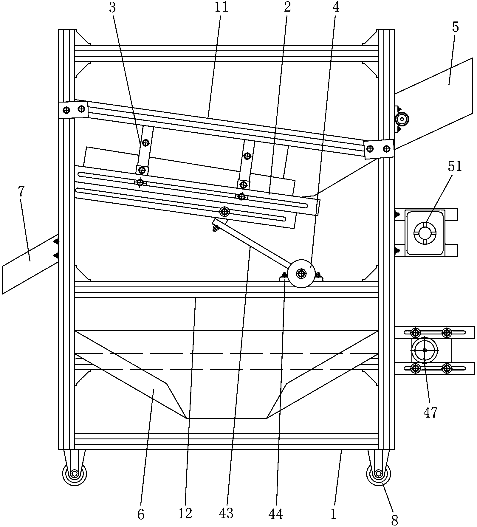 Vibrating straw walker separation test stand with adjustable parameters