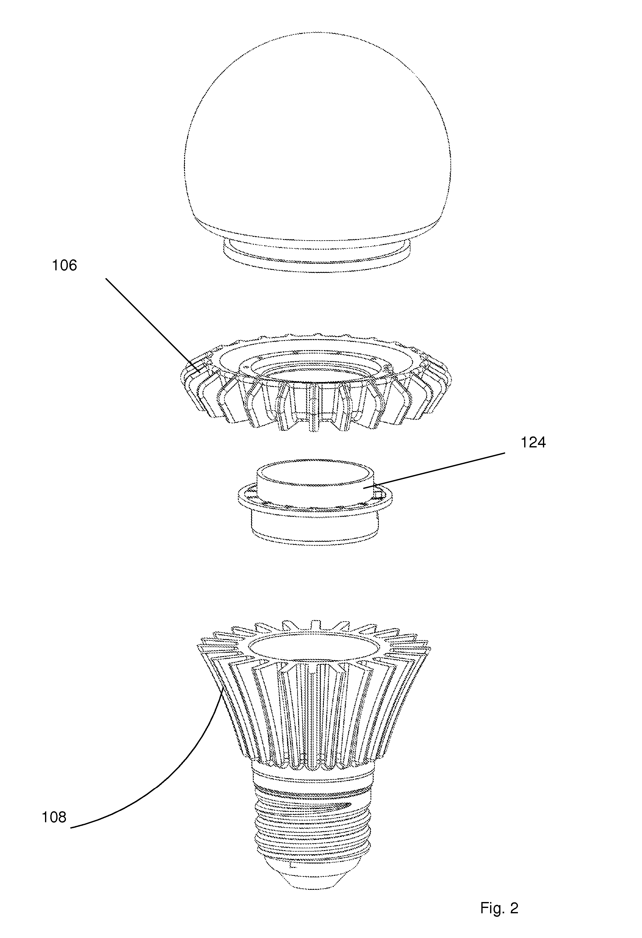 Partitioned heatsink for improved cooling of an LED bulb