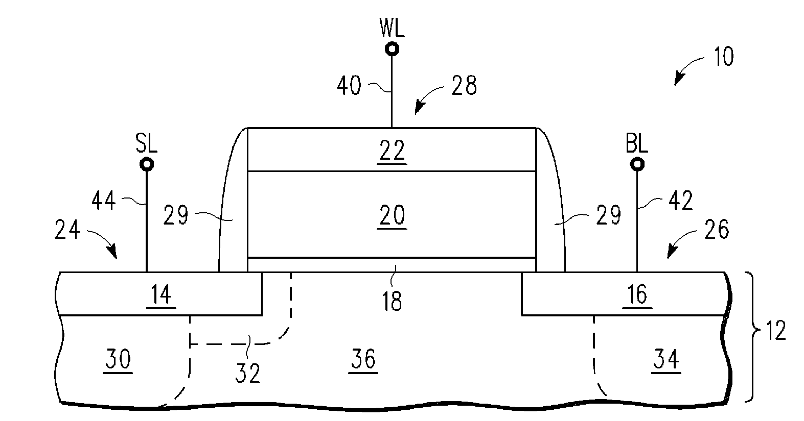 One transistor dram cell structure and method for forming