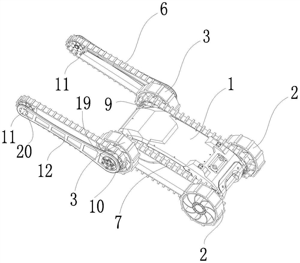 Portable wheel-tracked double-swing-arm mobile robot