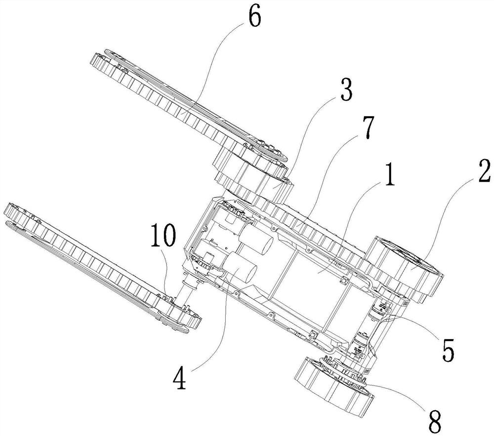 Portable wheel-tracked double-swing-arm mobile robot